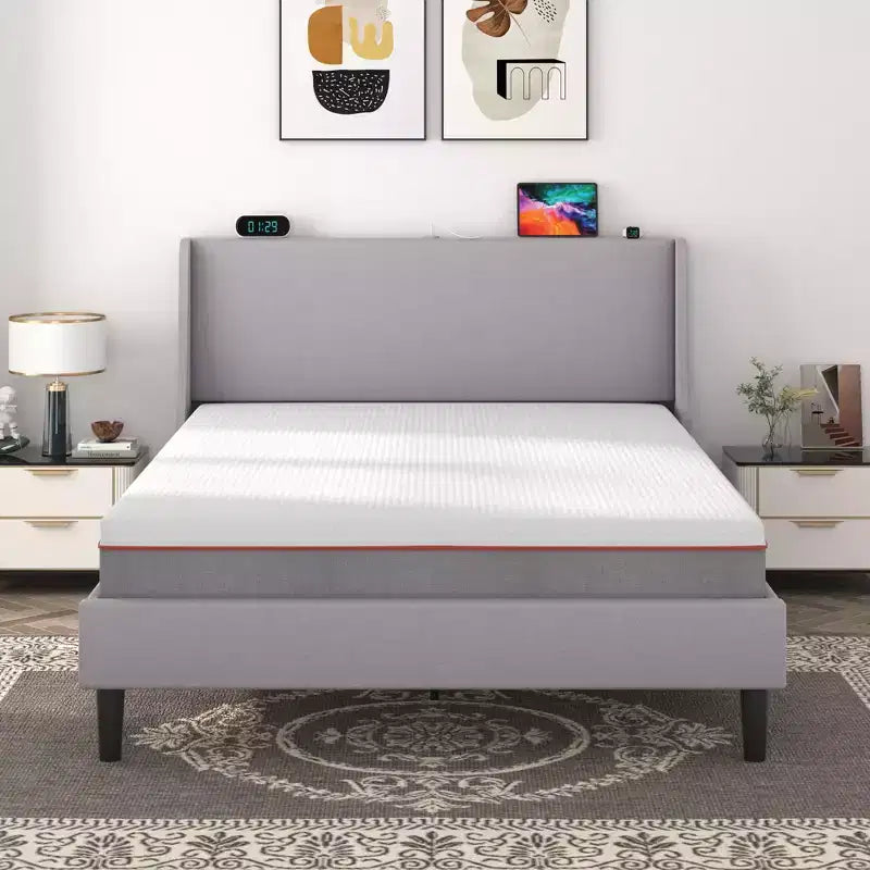 Colchón de espuma viscoelástica firmeza media, blanco, 20 cm, para 1 o 2 personas