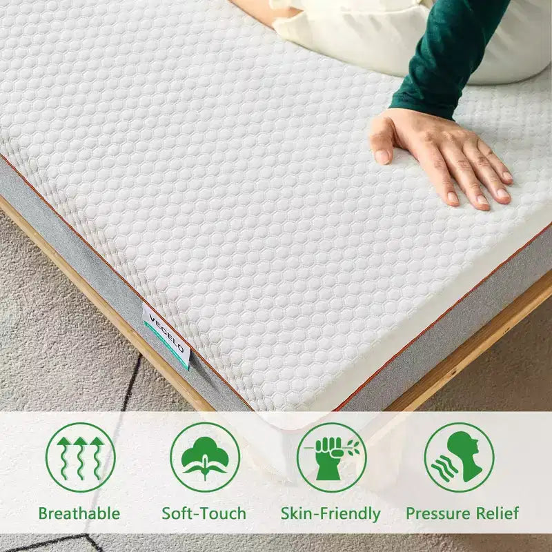 Colchón de espuma viscoelástica firmeza media, blanco, 20 cm, para 1 o 2 personas
