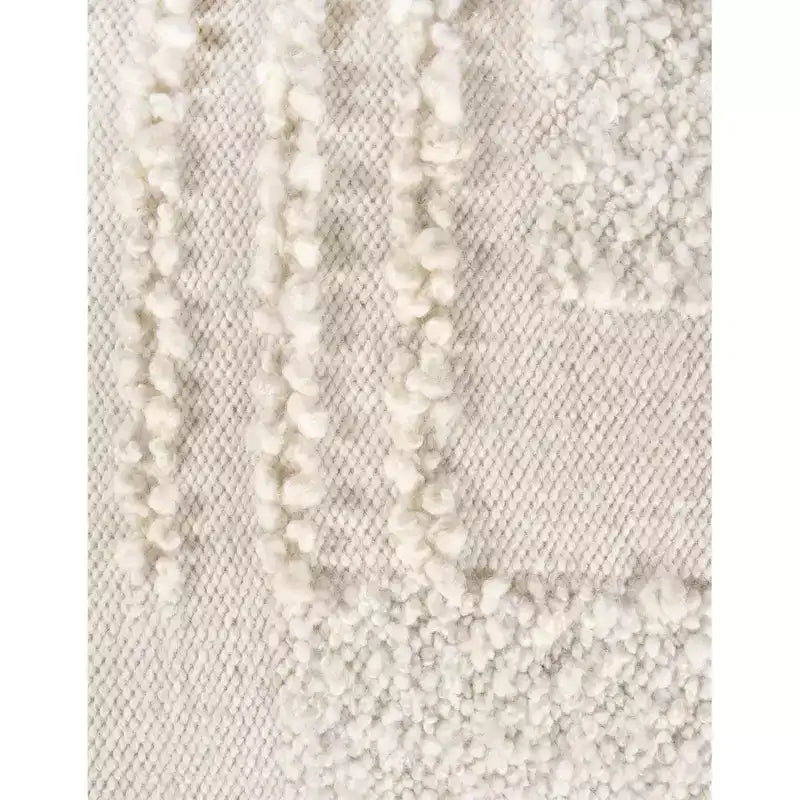 Taburete de patchwork bouclé blanco tejido a mano, 1 persona