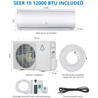 Climatiseur et chauffage Mini Split Garvee 9000 BTU, unité mini-climatiseur avec pompe à chaleur et Wi-Fi, 115 V, blanc