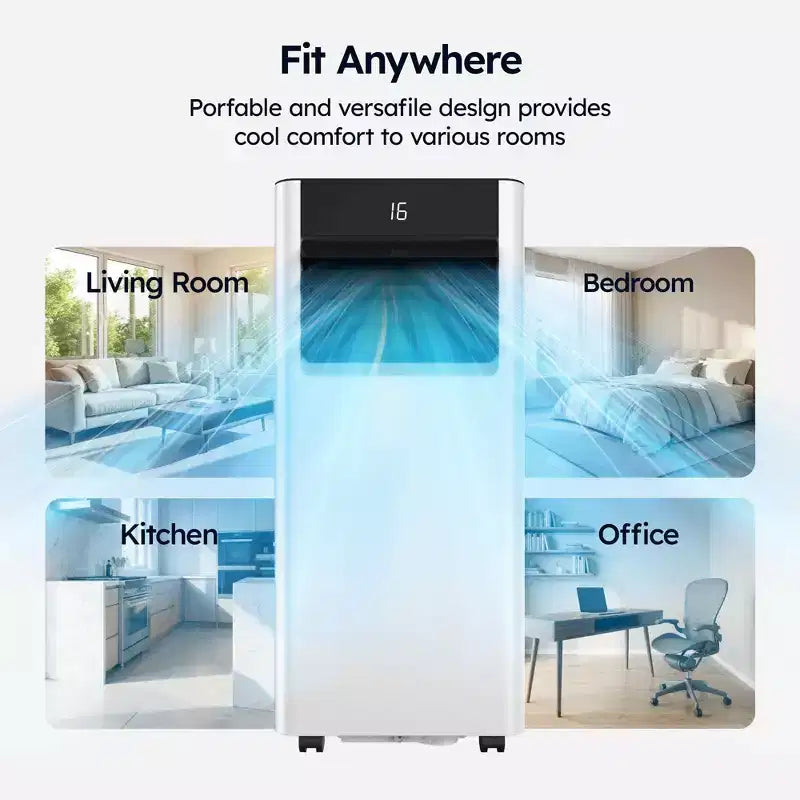 Climatiseur portable intelligent Simzlife 8000 BTU, climatisation à refroidissement rapide pour pièce jusqu'à 23 m², fonction 3 en 1, contrôle par application, ultra-silencieux, blanc