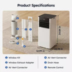 Climatiseur portable intelligent Simzlife 8000 BTU, climatisation à refroidissement rapide pour pièce jusqu'à 23 m², fonction 3 en 1, contrôle par application, ultra-silencieux, blanc