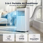 Climatiseur portable Simzlife 8000 BTU, climatiseur à refroidissement rapide pour pièce jusqu'à 350 pieds carrés, fonction 3 en 1, télécommande