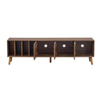 Mueble de TV de Nogal, Estilo Mediados de Siglo, Para Televisores de hasta 80", Diseño de 5 Patas, Montaje por 1 Persona