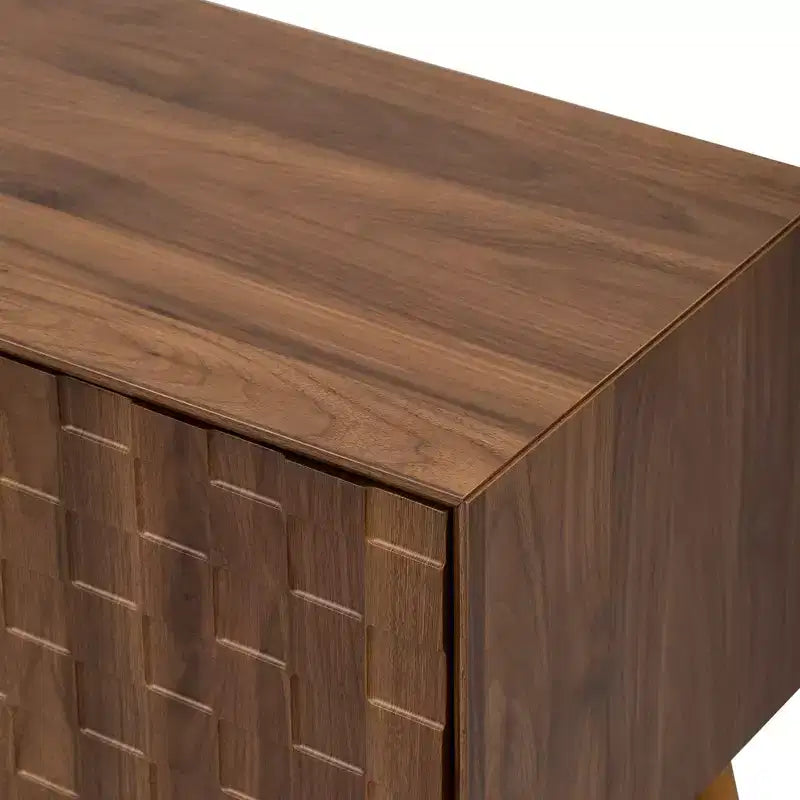 Mueble de TV de Nogal, Estilo Mediados de Siglo, Para Televisores de hasta 80", Diseño de 5 Patas, Montaje por 1 Persona