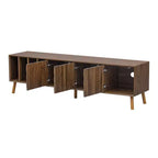 Mueble de TV de Nogal, Estilo Mediados de Siglo, Para Televisores de hasta 80", Diseño de 5 Patas, Montaje por 1 Persona