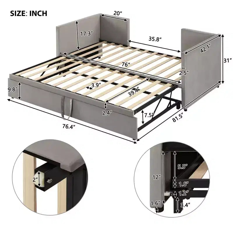 Cama nido doble de terciopelo gris/beige/rosa con nido, capacidad para 1 o 2 personas
