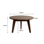 Mesa de centro redonda de madera marrón, 3 patas, 1 persona