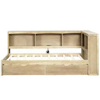 Cama nido individual blanca/de madera con cajones de almacenamiento, gabinetes y puertos USB – 1 persona