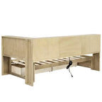 Cama nido individual blanca/de madera con cajones de almacenamiento, gabinetes y puertos USB – 1 persona