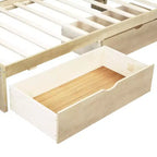 Cama nido individual blanca/de madera con cajones de almacenamiento, gabinetes y puertos USB – 1 persona