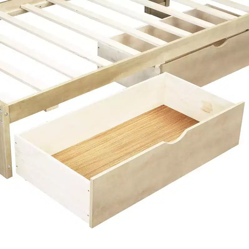 Cama nido individual blanca/de madera con cajones de almacenamiento, gabinetes y puertos USB – 1 persona