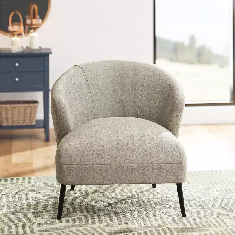 Sillón de barrilete tapizado en azul marino/marrón claro, estilo de mediados de siglo, 1 asiento