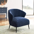 Sillón de barrilete tapizado en azul marino/marrón claro, estilo de mediados de siglo, 1 asiento