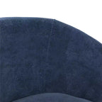 Sillón de barrilete tapizado en azul marino/marrón claro, estilo de mediados de siglo, 1 asiento