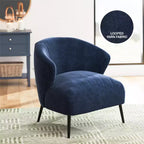 Sillón de barrilete tapizado en azul marino/marrón claro, estilo de mediados de siglo, 1 asiento