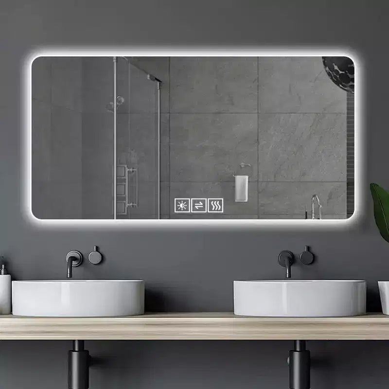 Espejo de Baño LED Cuadrado Plateado, Individual, 28" x 60"