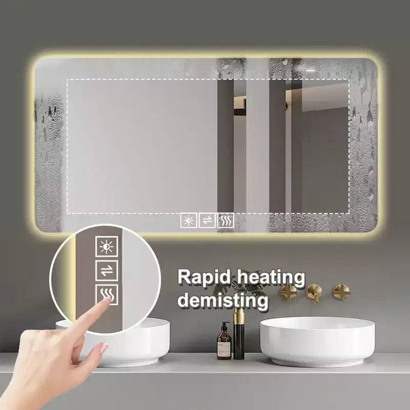 Espejo de Baño LED Cuadrado Plateado, Individual, 28" x 60"