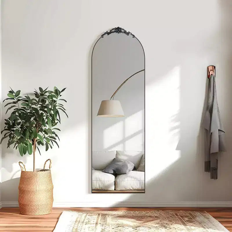 Espejo de cuerpo entero de pie, estilo arco marrón, para 1 persona