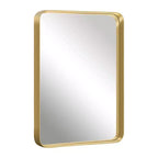 Espejo de pared rectangular redondeado dorado, individual, 102×76×5 cm