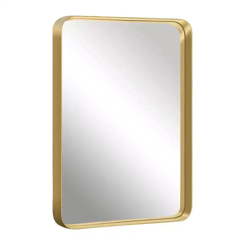 Espejo de pared rectangular redondeado dorado, individual, 102×76×5 cm