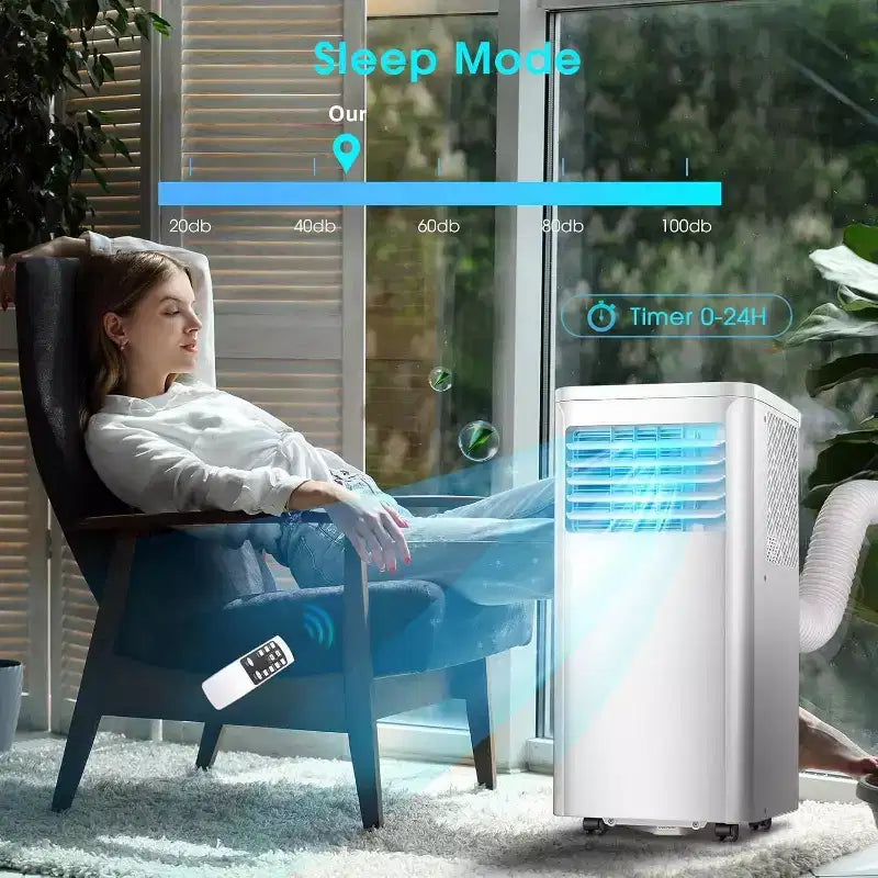 Climatiseur portable R.W.FLAME 10 000 BTU avec télécommande, climatiseur 3-en-1 avec affichage numérique, minuterie 24h, kit d'installation pour la maison