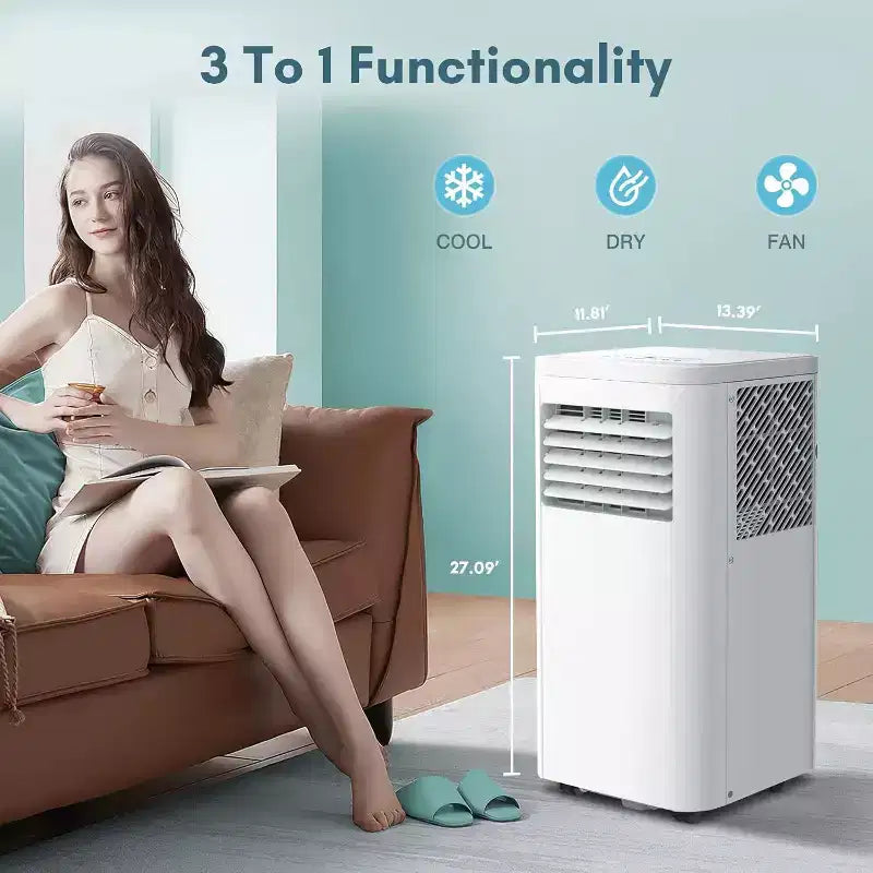 Climatiseur portable R.W.FLAME 8 000 BTU avec télécommande, climatiseur 3-en-1 avec affichage numérique, minuterie 24h, kit d'installation pour la maison