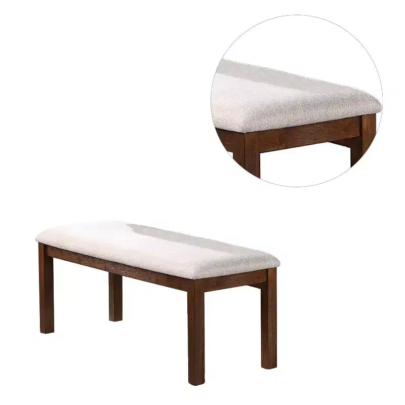 Banco de Comedor Rectangular Tapizado Blanco, Estructura de Madera de Nogal, Asientos para 2