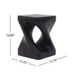 Mesa auxiliar Black Twist en espiral, textura de veta de madera, 1 pieza