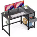 Computer Desk with Drawers 55 Inch Home Office Desk Writing Desk Work Desk PC Table Study Desk with 2-Tier Drawers Storage Shelf Side Hook