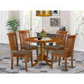 HomeStock Dropleaf Round Kitchen Table Set Saddle Brown