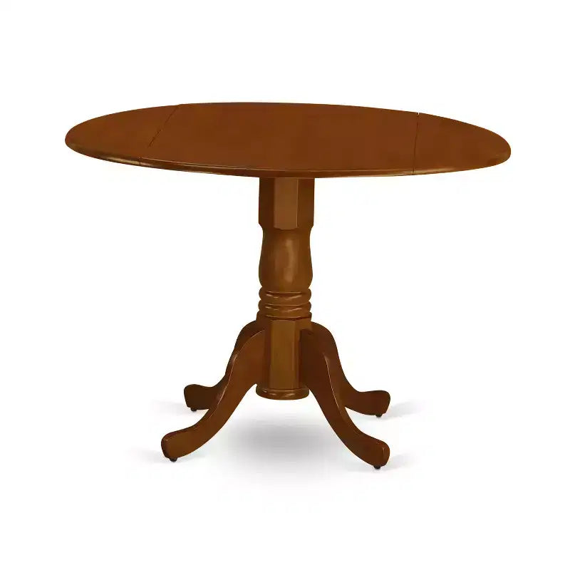 Juego de mesa de comedor redonda con alas abatibles, marrón silla, para 4 personas, 5 piezas