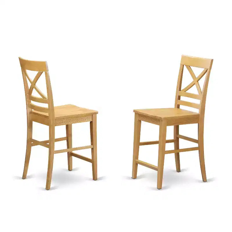 Juego de comedor de altura de mostrador Oak Square, madera, para 4 personas, 5 piezas