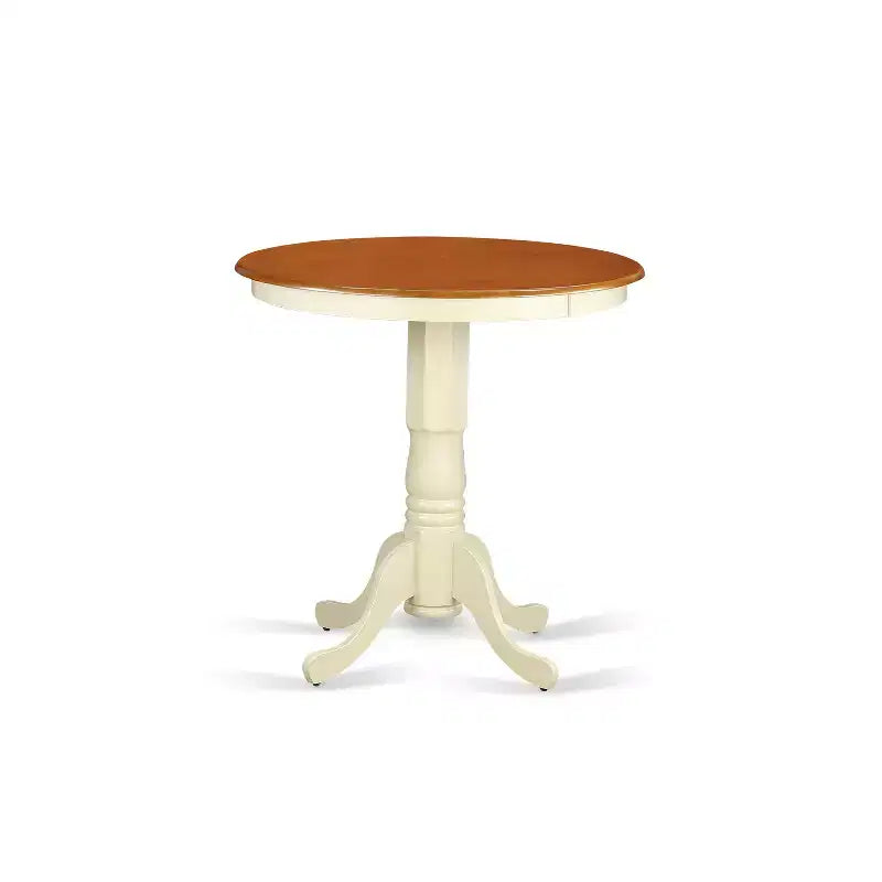Juego de Mesa Redonda de Pub, Caoba/Blanco, 2 Asientos, 3 Piezas