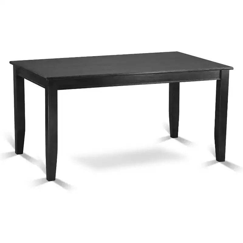 Juego de comedor rectangular negro con sillas de lino Shitake, 6 asientos (7 piezas)