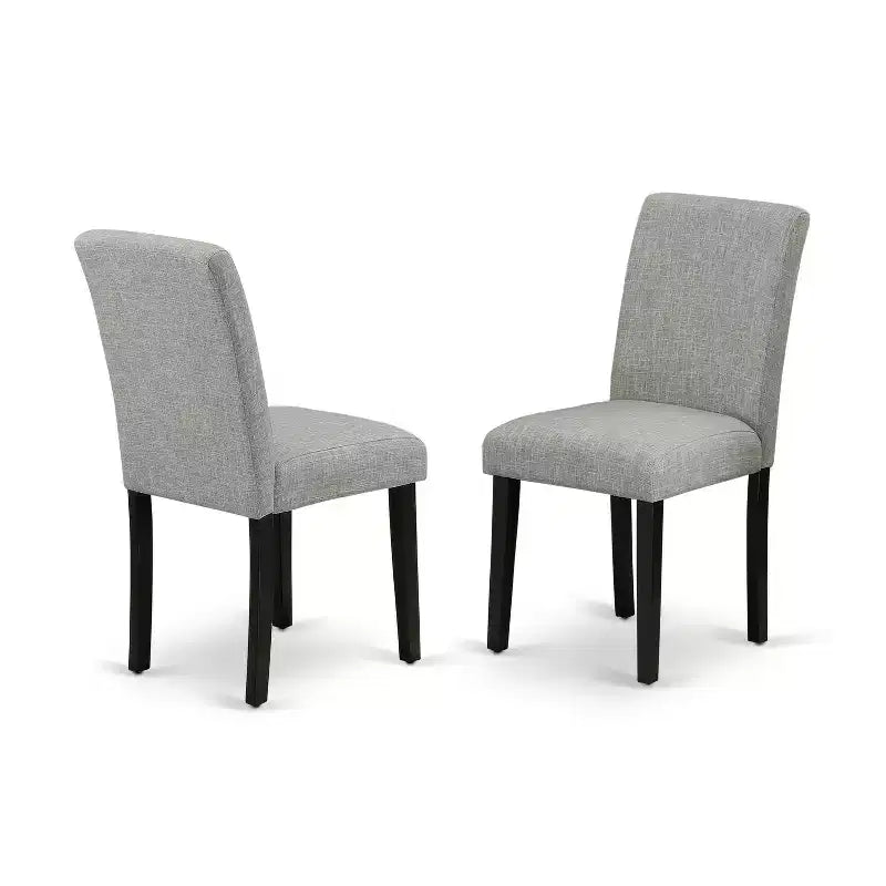 Juego de comedor rectangular negro con sillas de lino Shitake, 6 asientos (7 piezas)