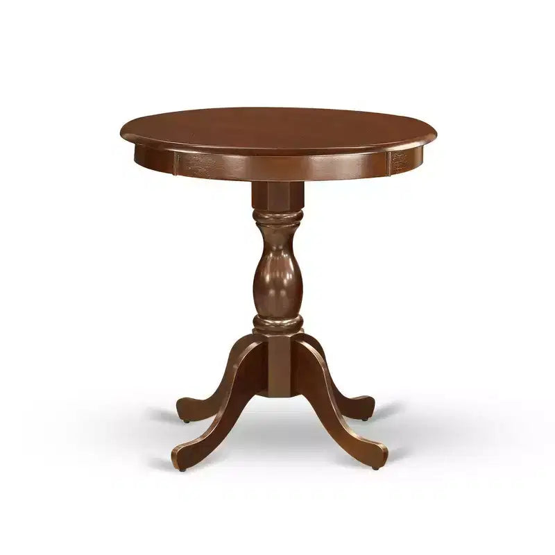 Juego de comedor redondo caqui oscuro, acabado caoba, 2 asientos, 3 piezas