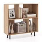 Estantería abierta de 4 cubos de estilo moderno de mediados de siglo en negro/natural/blanco, individual