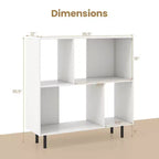 Estantería abierta de 4 cubos de estilo moderno de mediados de siglo en negro/natural/blanco, individual