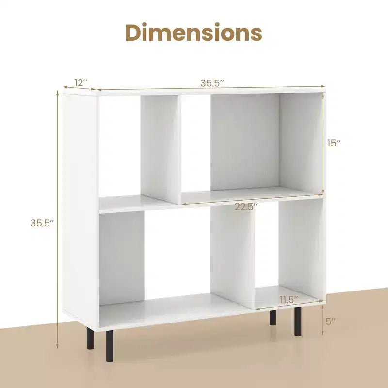 Estantería abierta de 4 cubos de estilo moderno de mediados de siglo en negro/natural/blanco, individual