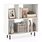 Estantería abierta de 4 cubos de estilo moderno de mediados de siglo en negro/natural/blanco, individual