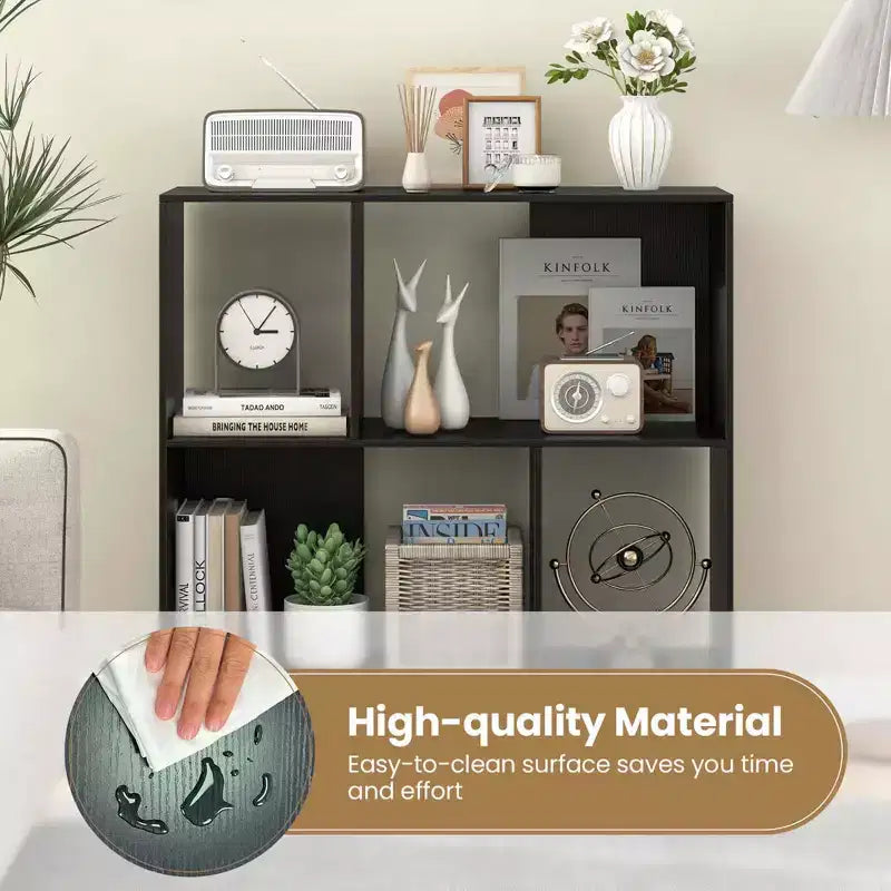 Estantería abierta de 4 cubos de estilo moderno de mediados de siglo en negro/natural/blanco, individual