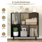 Estantería abierta de 4 cubos de estilo moderno de mediados de siglo en negro/natural/blanco, individual