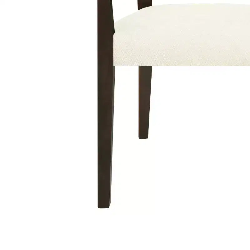 Sillas de Comedor Tapizadas con Brazos en Beige/Marrón Oscuro y Respaldo de Ratán, Juego de 2