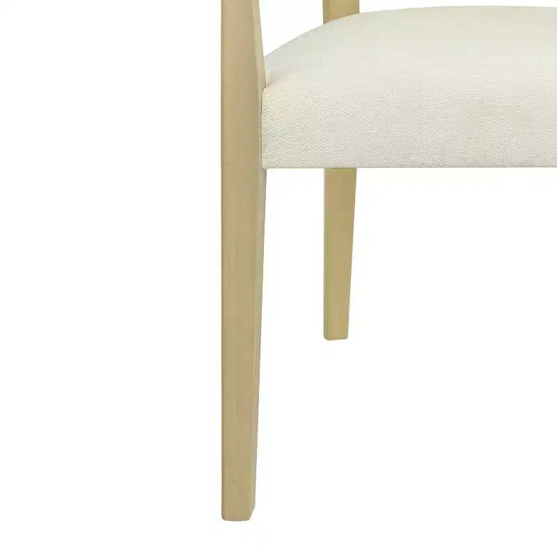 Sillas de Comedor Tapizadas con Brazos en Beige/Marrón Oscuro y Respaldo de Ratán, Juego de 2