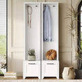 31''W 3-in-1 Hall Tree Coat Rack Mudroom Bench Entryway Shoe Cabinet with Hooks, Seating Bench and Storage Drawers, Set of 2, Black/White-ModernLuxe