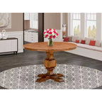 HomeStock Round Kitchen Dining Table Pedestal Table Antique Walnut Finish