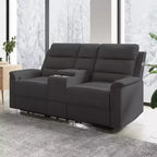 Sofá reclinable de tela tecnológica beige/gris, 2 asientos, respaldo y reposapiés ajustables