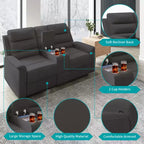 Sofá reclinable de tela tecnológica beige/gris, 2 asientos, respaldo y reposapiés ajustables
