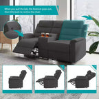Sofá reclinable de tela tecnológica beige/gris, 2 asientos, respaldo y reposapiés ajustables